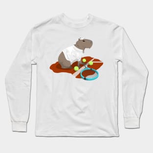 Capybara Tennis - White Long Sleeve T-Shirt